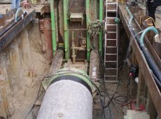 Rohrvortrieb Stahlbetonrohr DN 1000 unter DB-Strecke, mit Grundwasserhaltung Gemeinde Mühltal 2007